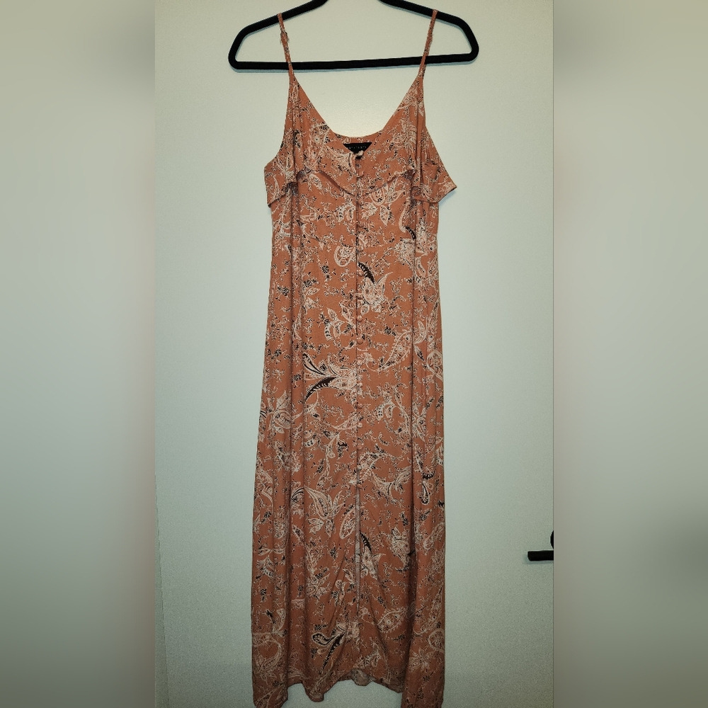 Sanctuary Isabella Maxi Dress | Size M | Peach Pink Floral Paisley Button-Front - Picture 5 of 13